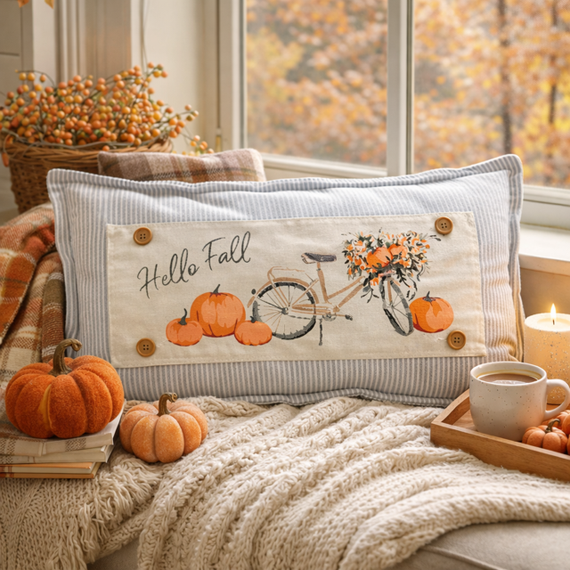 Vintage Fall Bike Interchangeable Pillow Panel