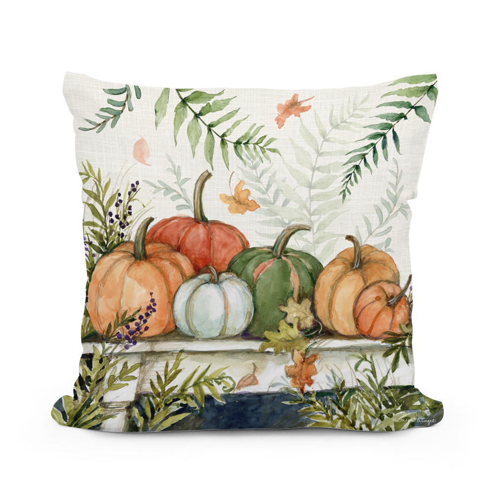 Pumpkin Table and Ferns Indoor/Outdoor Pillow