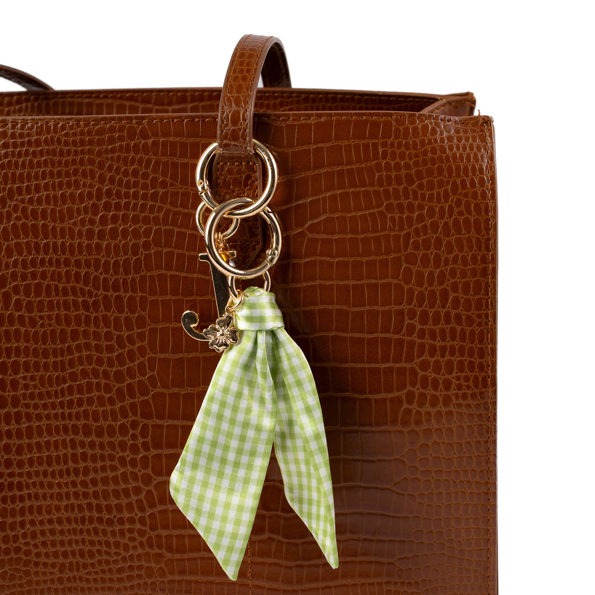Green Gingham Satin Keychain
