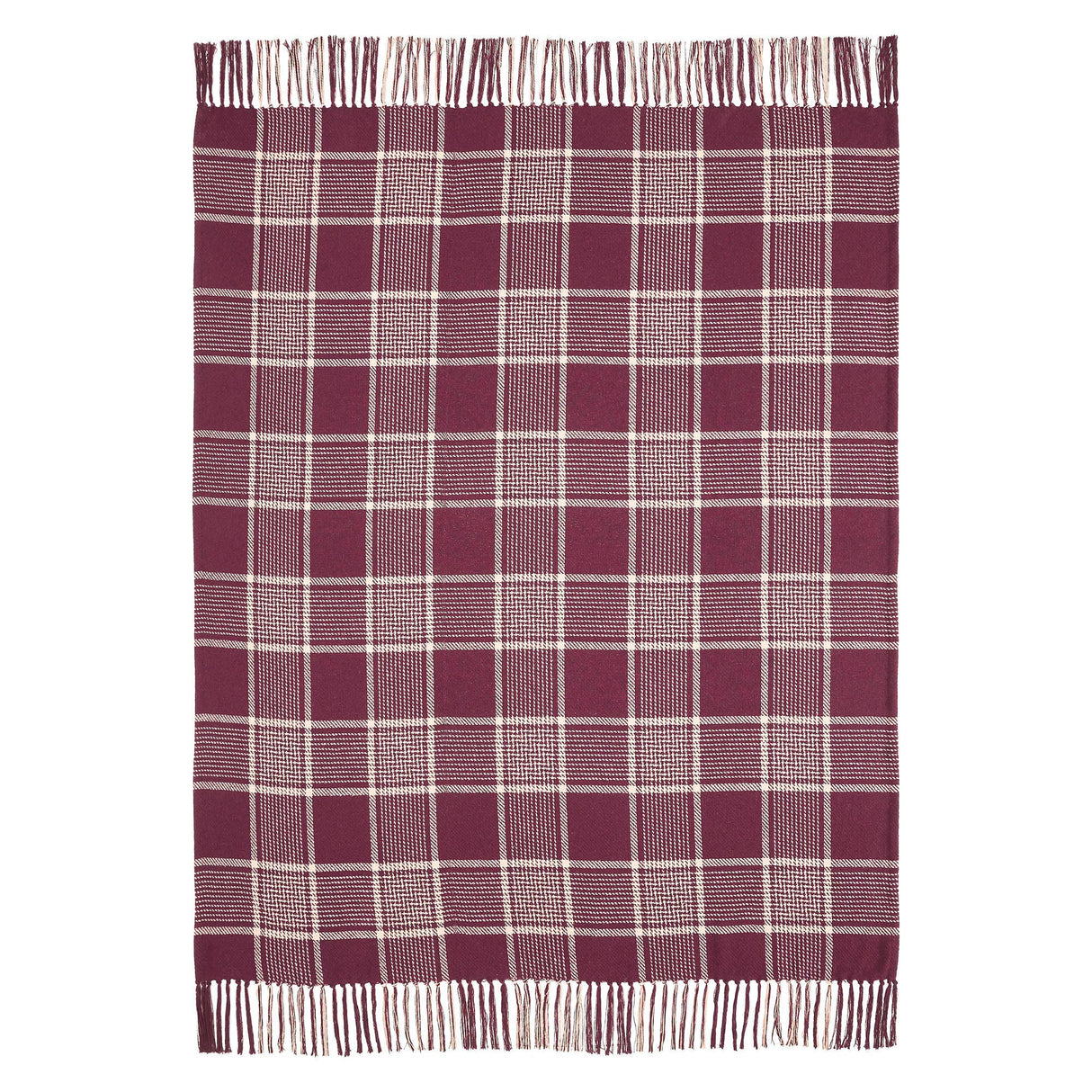 Eston Burgundy Tan Plaid Throw Blanket
