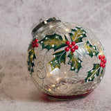 Holly Berry Glass Ornament Luminary