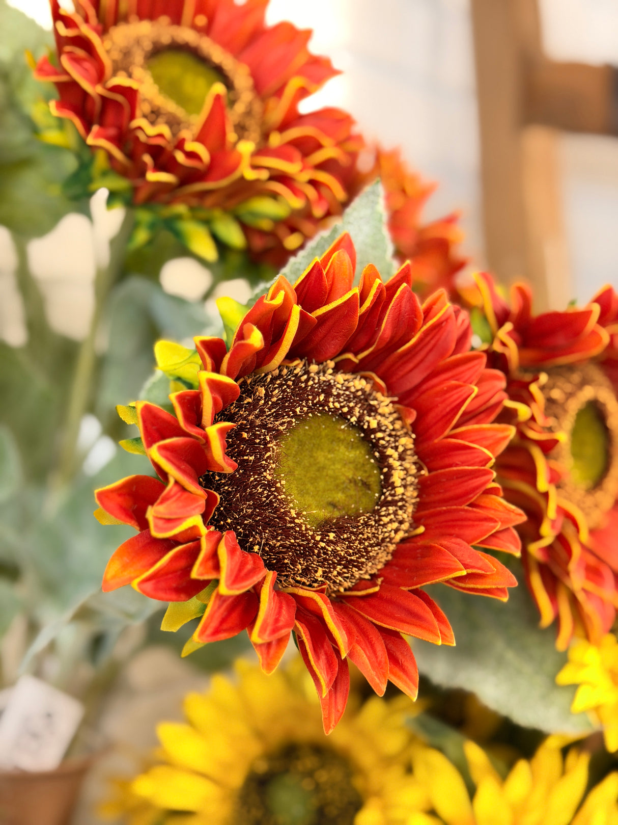 Orange Real Touch Sunflower Spray