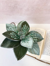 Green Glitter Poinsettia Stem