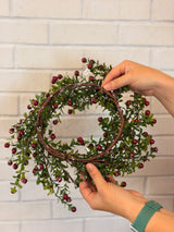 14" Red Snowed Berry Candle Ring