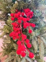 Flocked Red Berry Spray