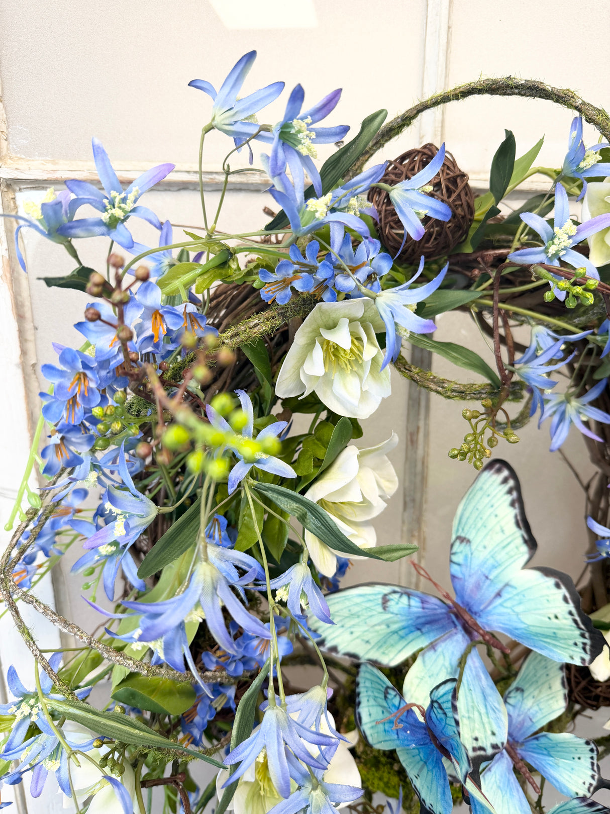 24" Bluebell Butterfly Bliss Wreath