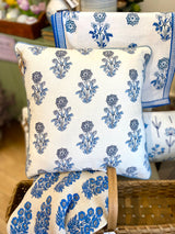 Large Scale Block Print Blue Pillow