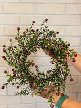14" Red Snowed Berry Candle Ring
