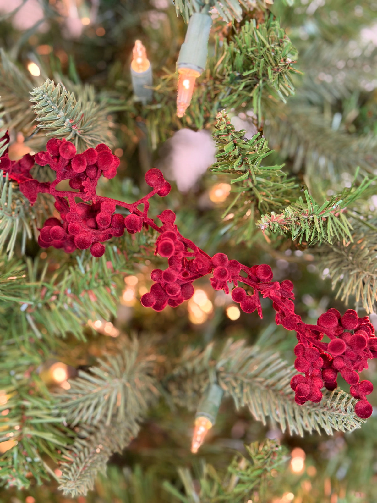 Burgundy Flocked Foam Ball Garland