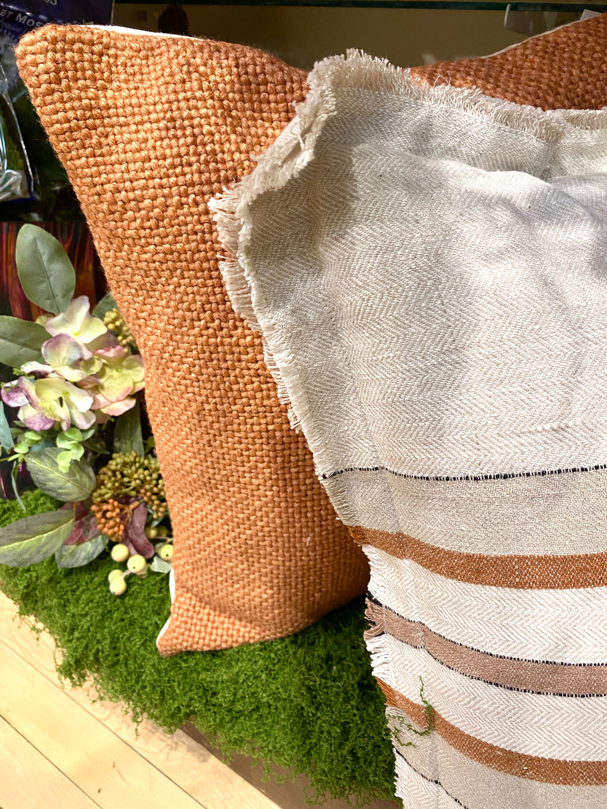 Square Coral Woven Pillow