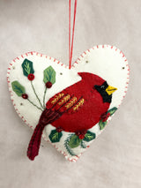 Handmade Heart & Cardinal Ornament