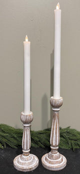 Marie Whitewashed Taper Candleholder Set