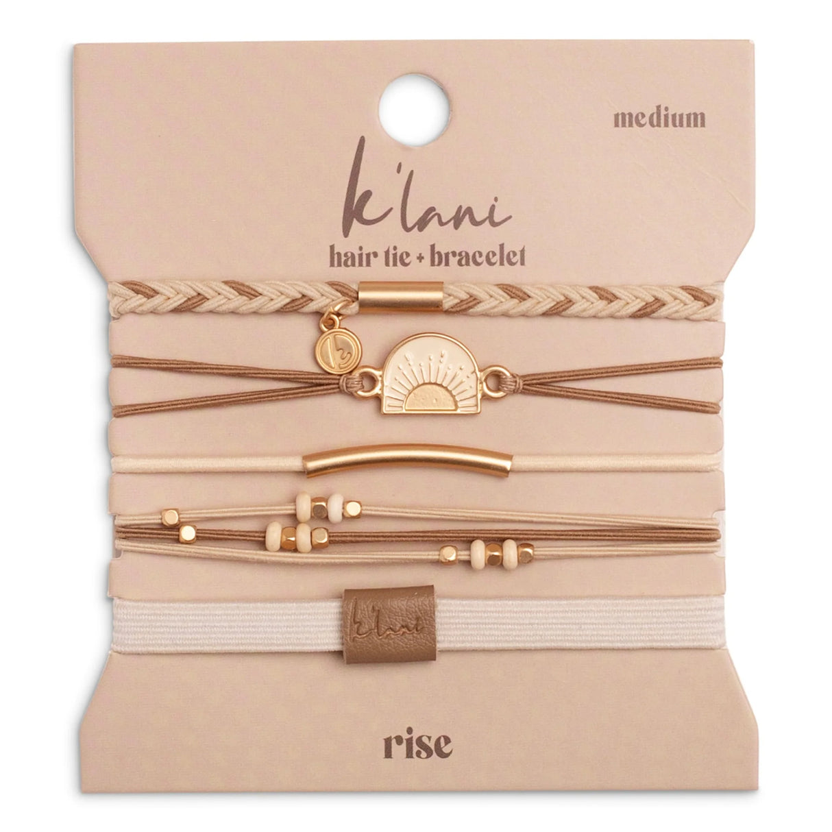 Rise Cream and Tan Hair Tie Bracelet Set
