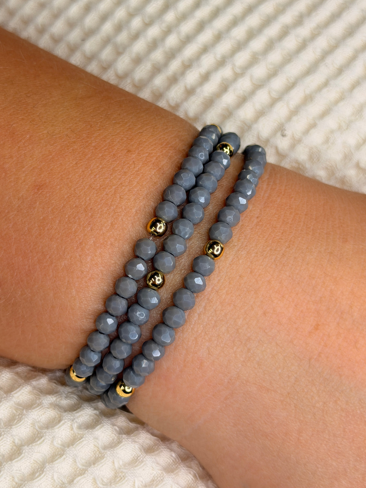Charcoal with Gold Ball Stretchy Facet Mila-Mix Bracelet