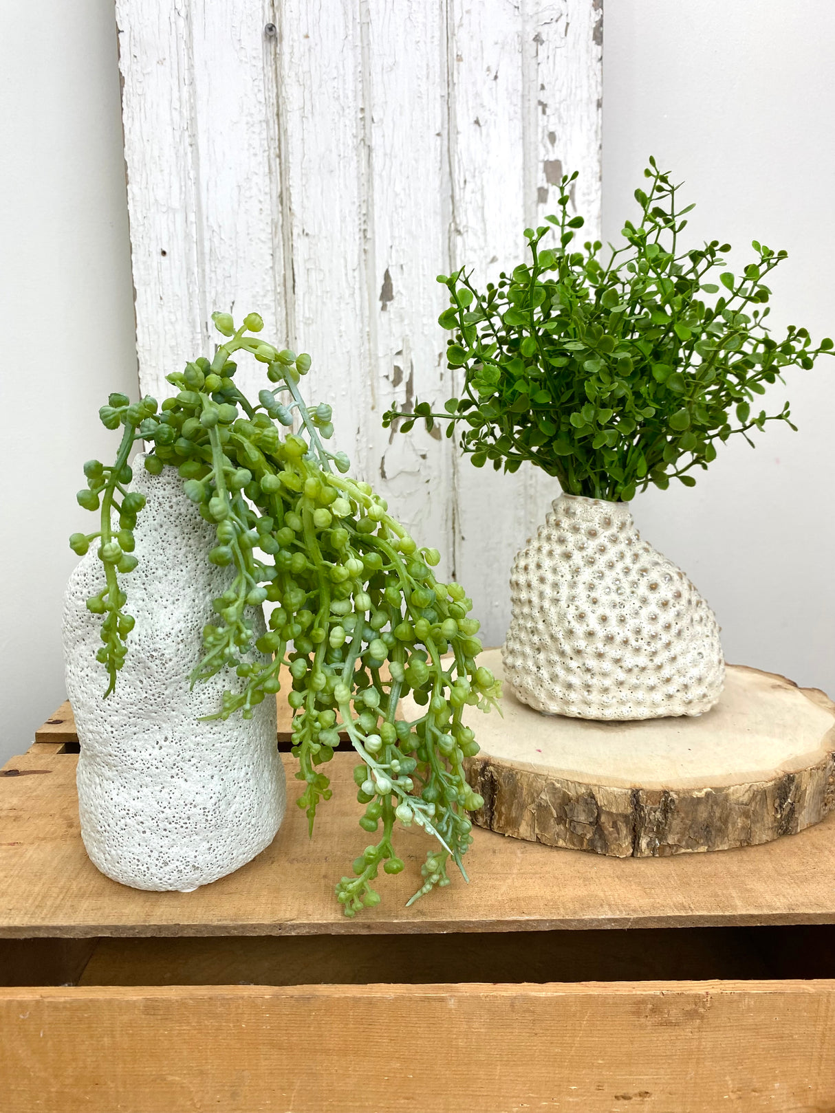 Coarse Stoneware Organic Vases Set of 2
