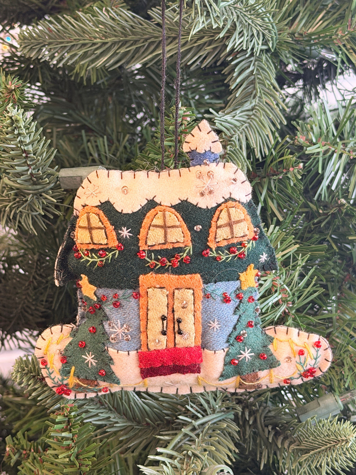 Handmade Blue House Ornament