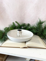 Snowman Stoneware Bowl Toothpick Holder