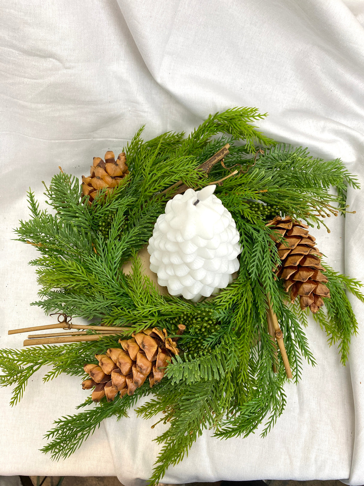 22" Real Touch Fine Pine Candle Ring