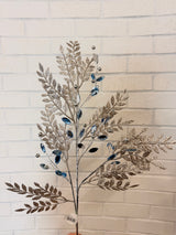 Silver Blue Jewel Leaf Spray