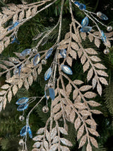 Silver Blue Jewel Leaf Spray