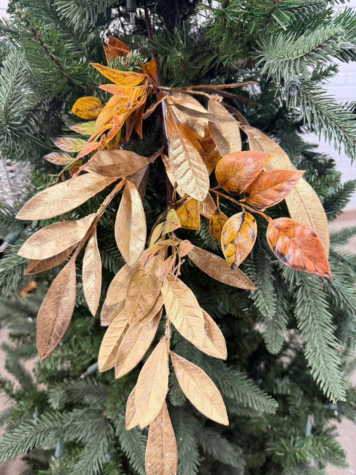 Gold Brown Laurel & Ruscus Leaf Spray