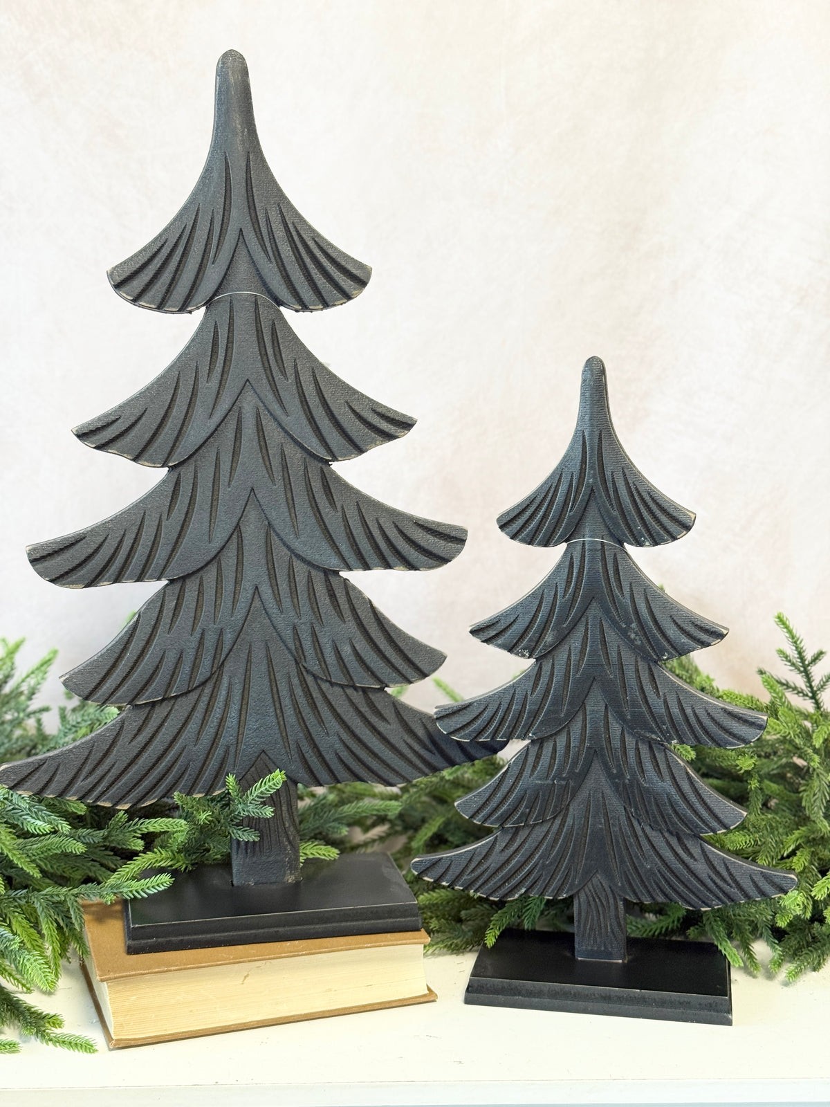 Black Textured Tree Set of 2