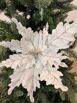 Platinum Velvet Glitter Poinsettia Stem