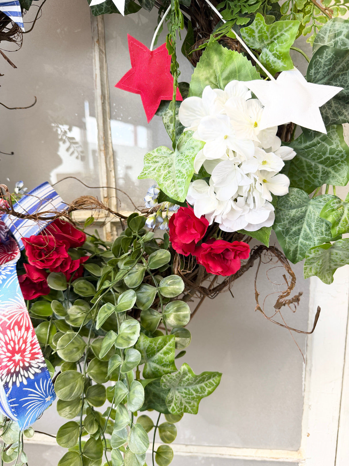 32" UV Protect Red, White & BOOM Wreath