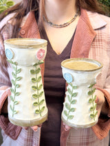 Flower Stitch Resin Candleholder Set of 2