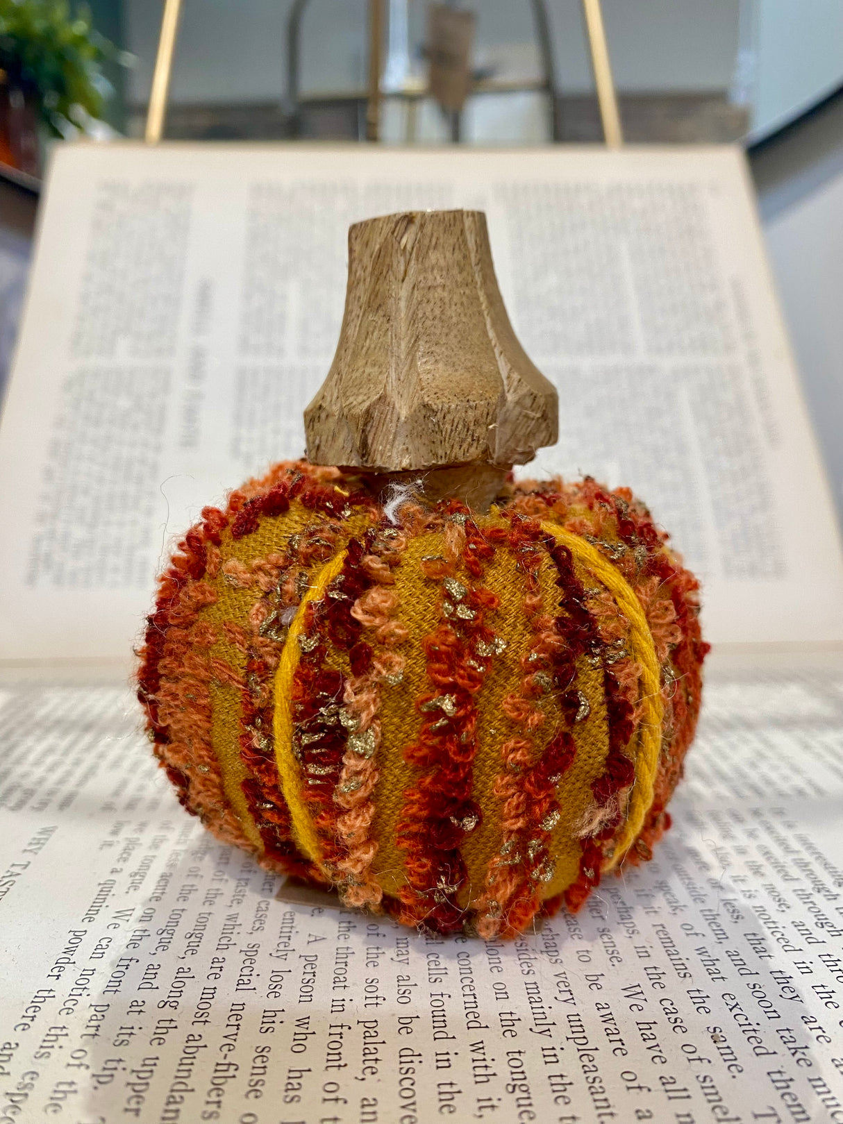 Handmade Cotton Chenille & Mango Wood Pumpkin - 3 Styles