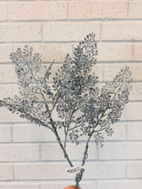 Blue Silver Glittered Maidenhair Bendy Spray