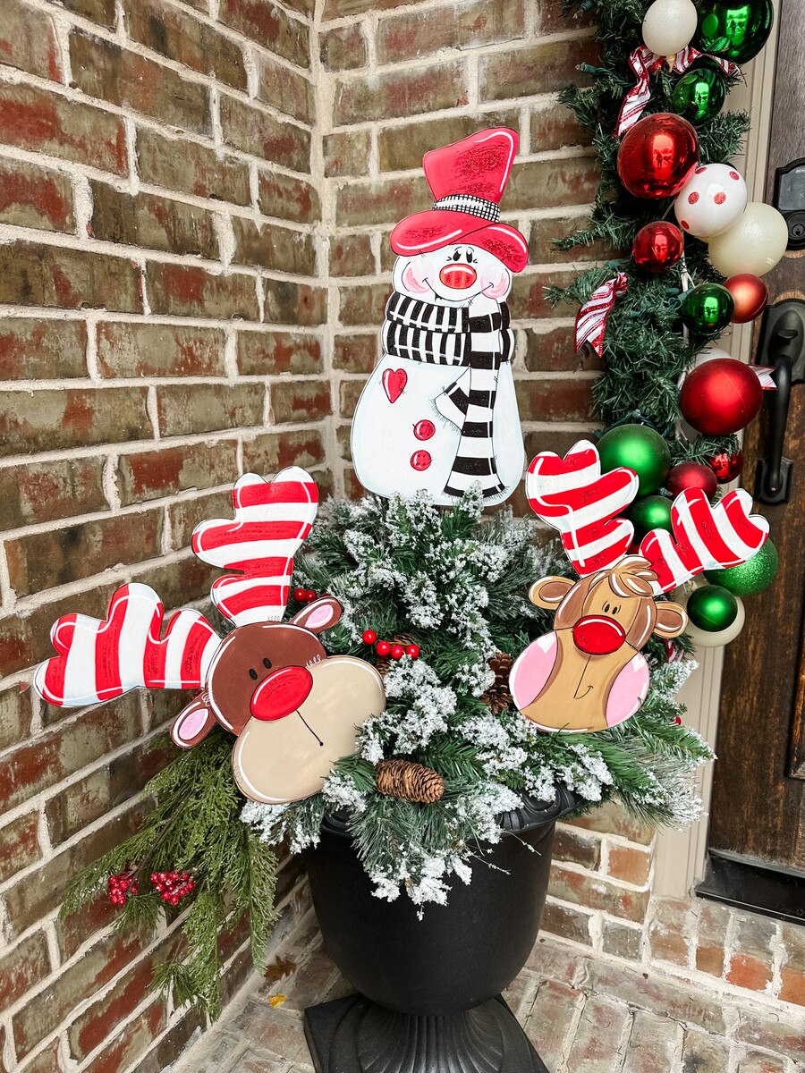 Candy Cane Reindeer Stake - 2 Styles