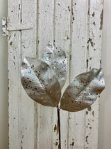 Platinum Glitter Metallic Magnolia Leaf Pick