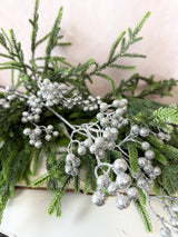 Silver Glittered Berry Spray