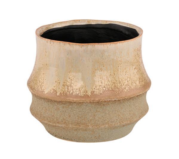 Tall Many Layers Tan Stoneware Planter