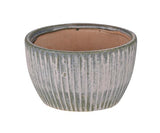 Blue Hue Ribbed Stoneware Planter