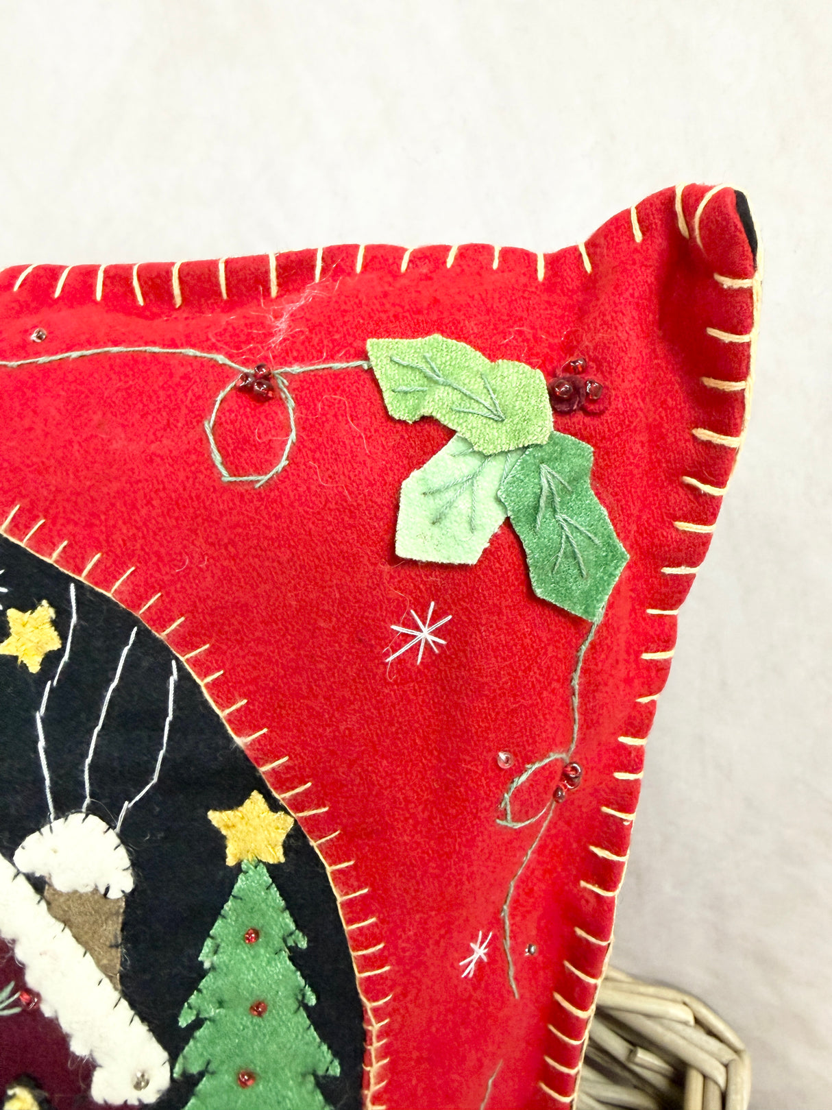 Handmade Snowman & House Pillow