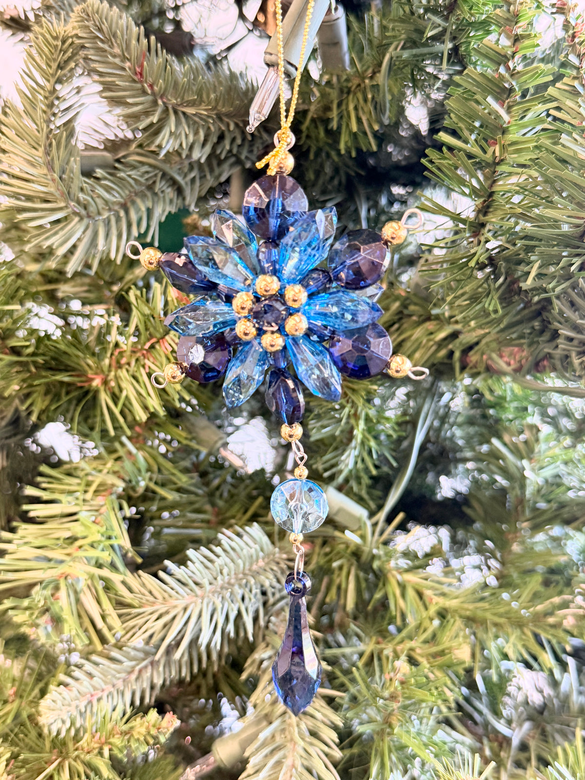 Blue Acrylic Blossom Drop Ornament