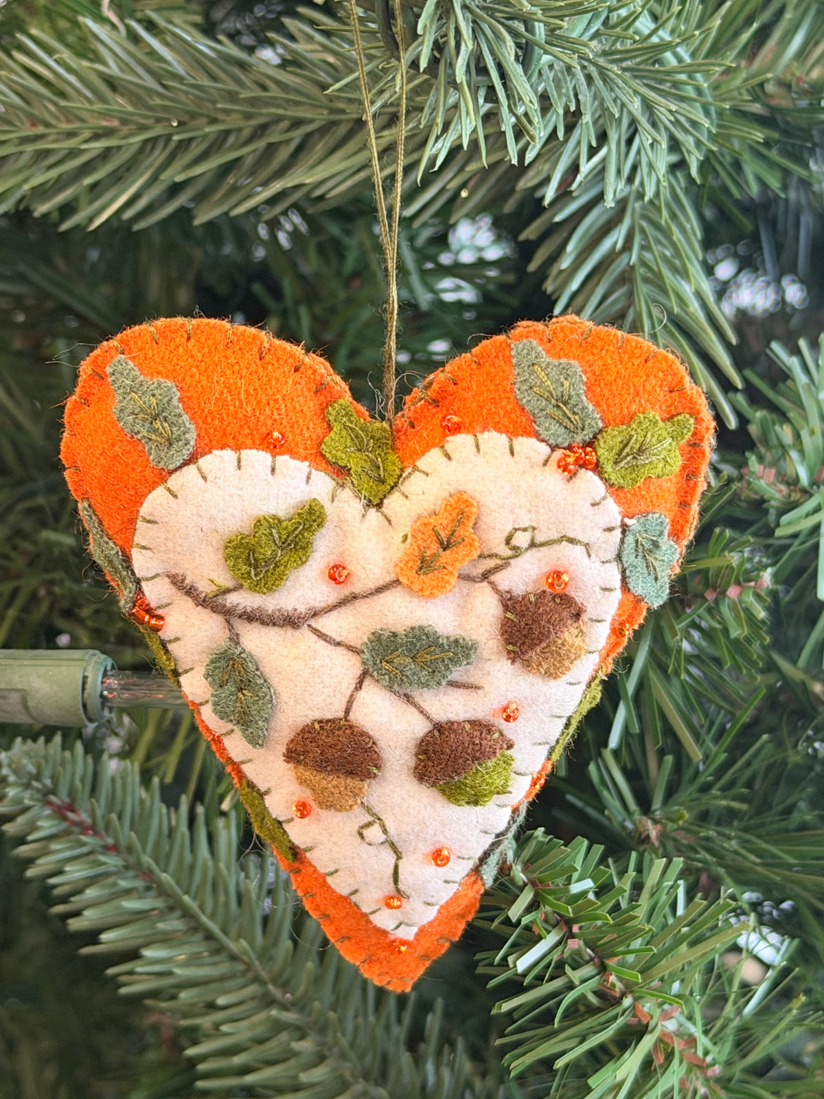 Handmade Acorn Heart Ornament