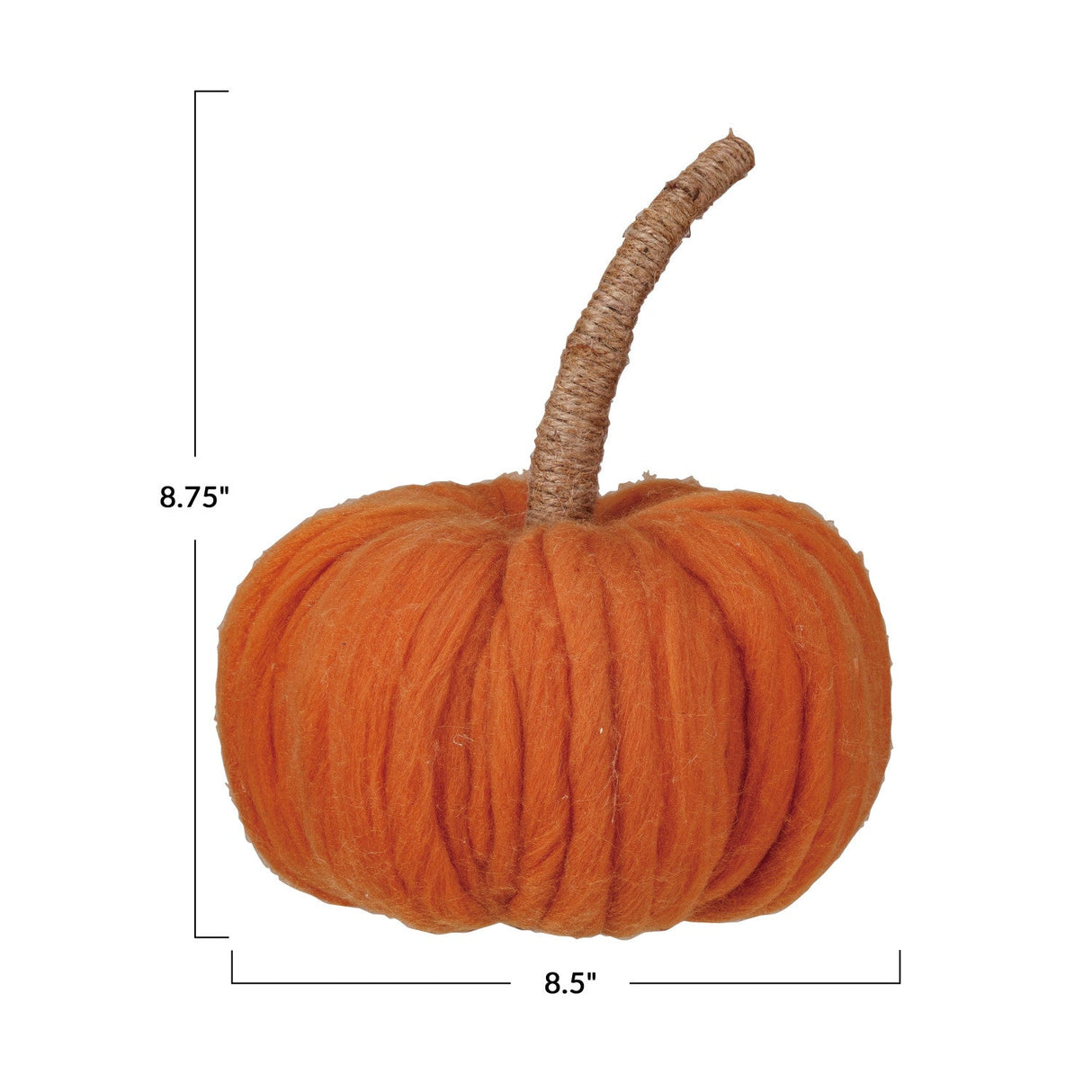 Orange Wool Pumpkin with Jute Wrapped Stem