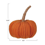 Orange Wool Pumpkin with Jute Wrapped Stem