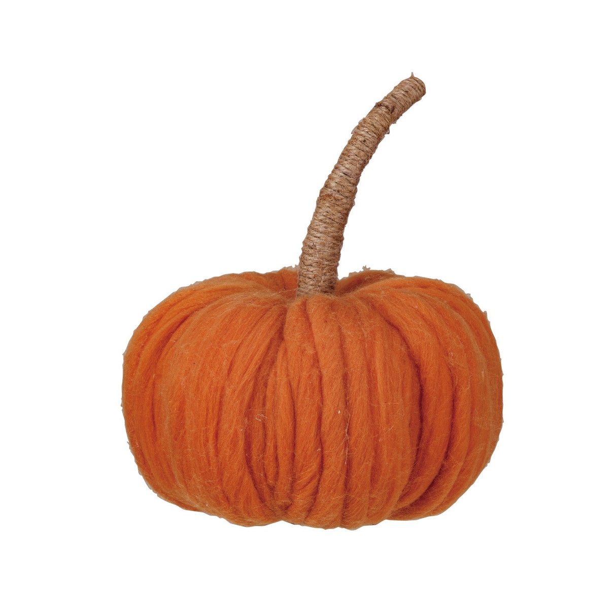 Orange Wool Pumpkin with Jute Wrapped Stem