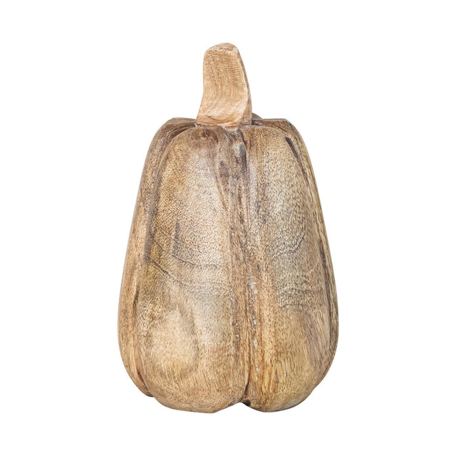 Small Natural Carved Mango Wood Pumpkin