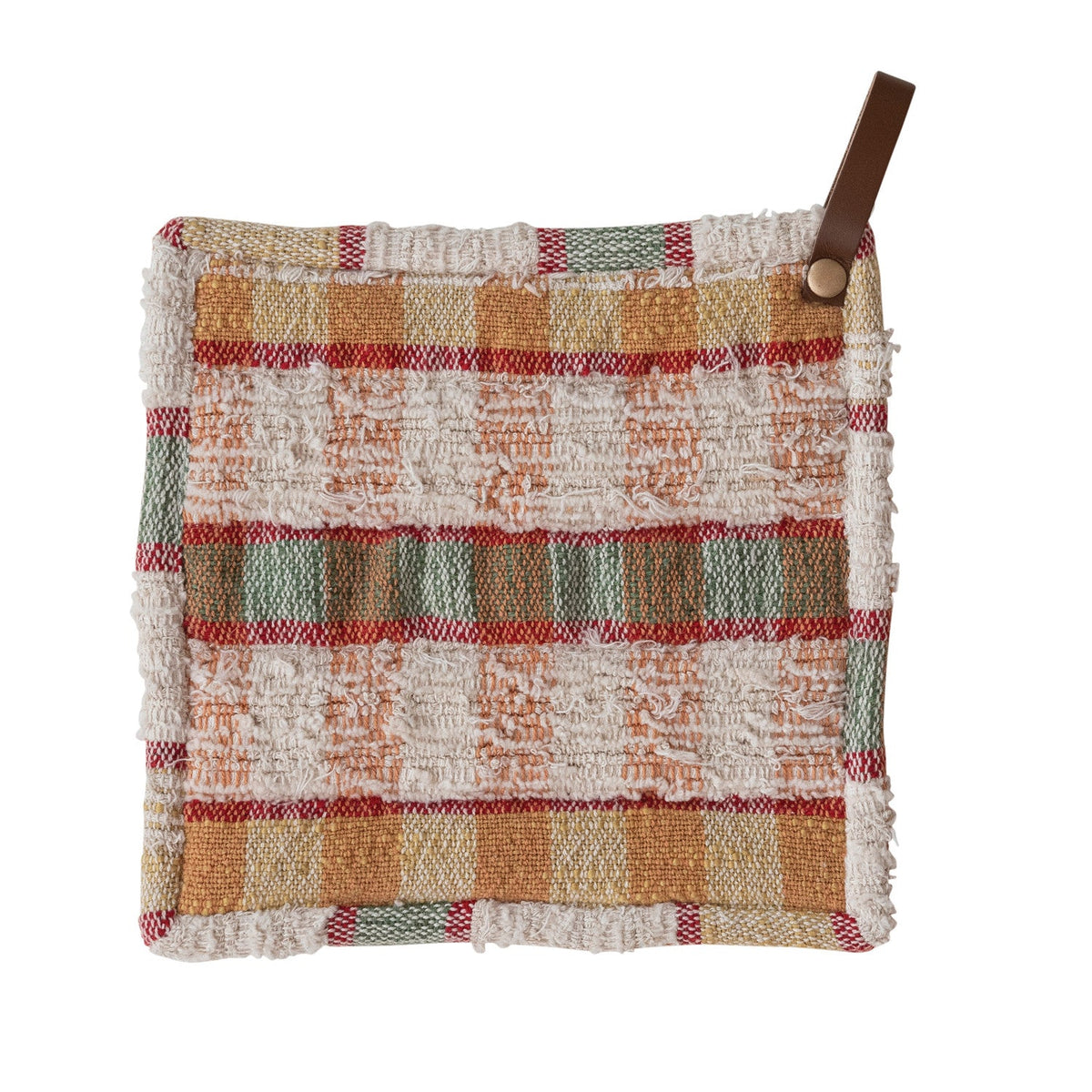 Woven Cotton Slub & Wool Striped Pot Holder