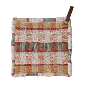Woven Cotton Slub & Wool Striped Pot Holder