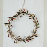 Metal Leaves & Acrylic Bead Berries Wreath