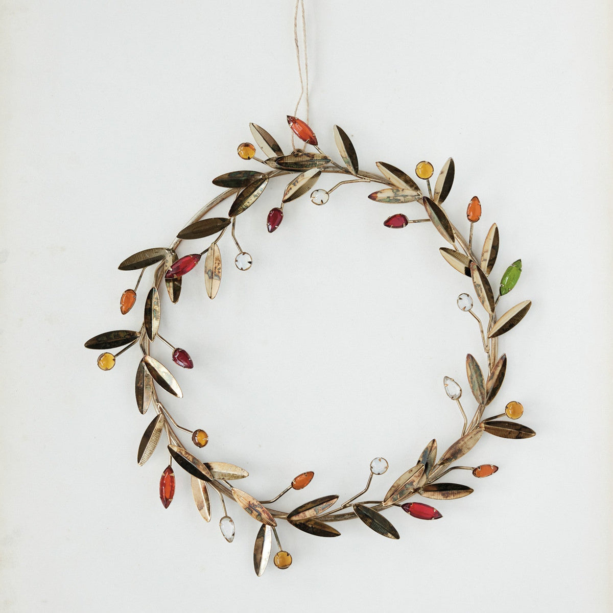 Metal Leaves & Acrylic Bead Berries Wreath