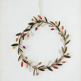 Metal Leaves & Acrylic Bead Berries Wreath