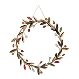 Metal Leaves & Acrylic Bead Berries Wreath