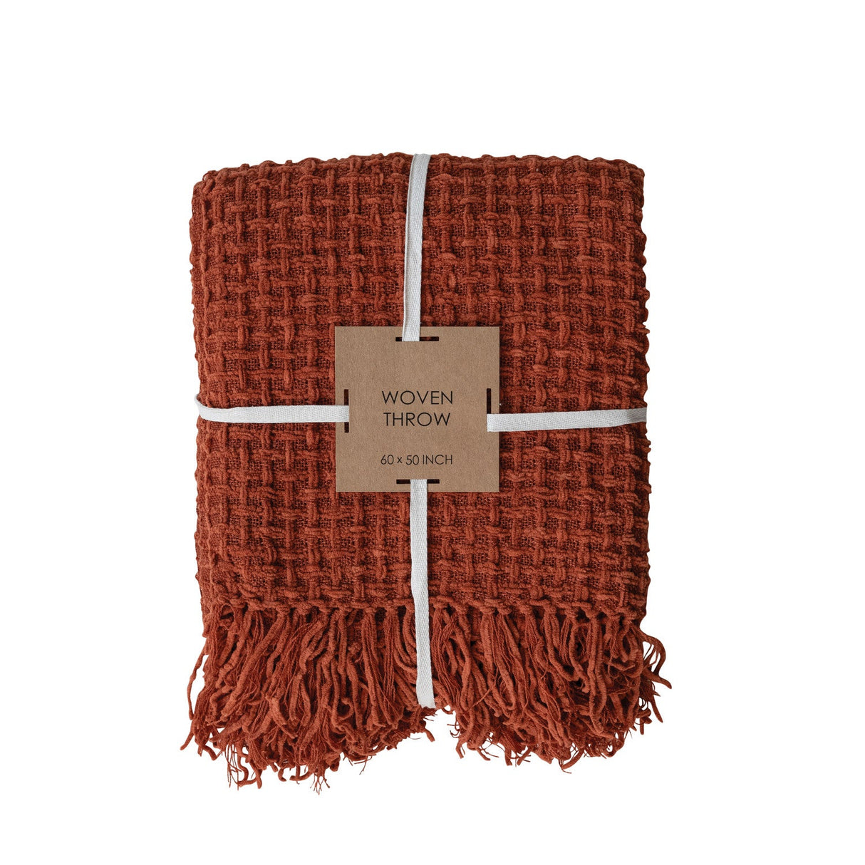 Rust Woven Fabric Chenille Waffle Weave Throw